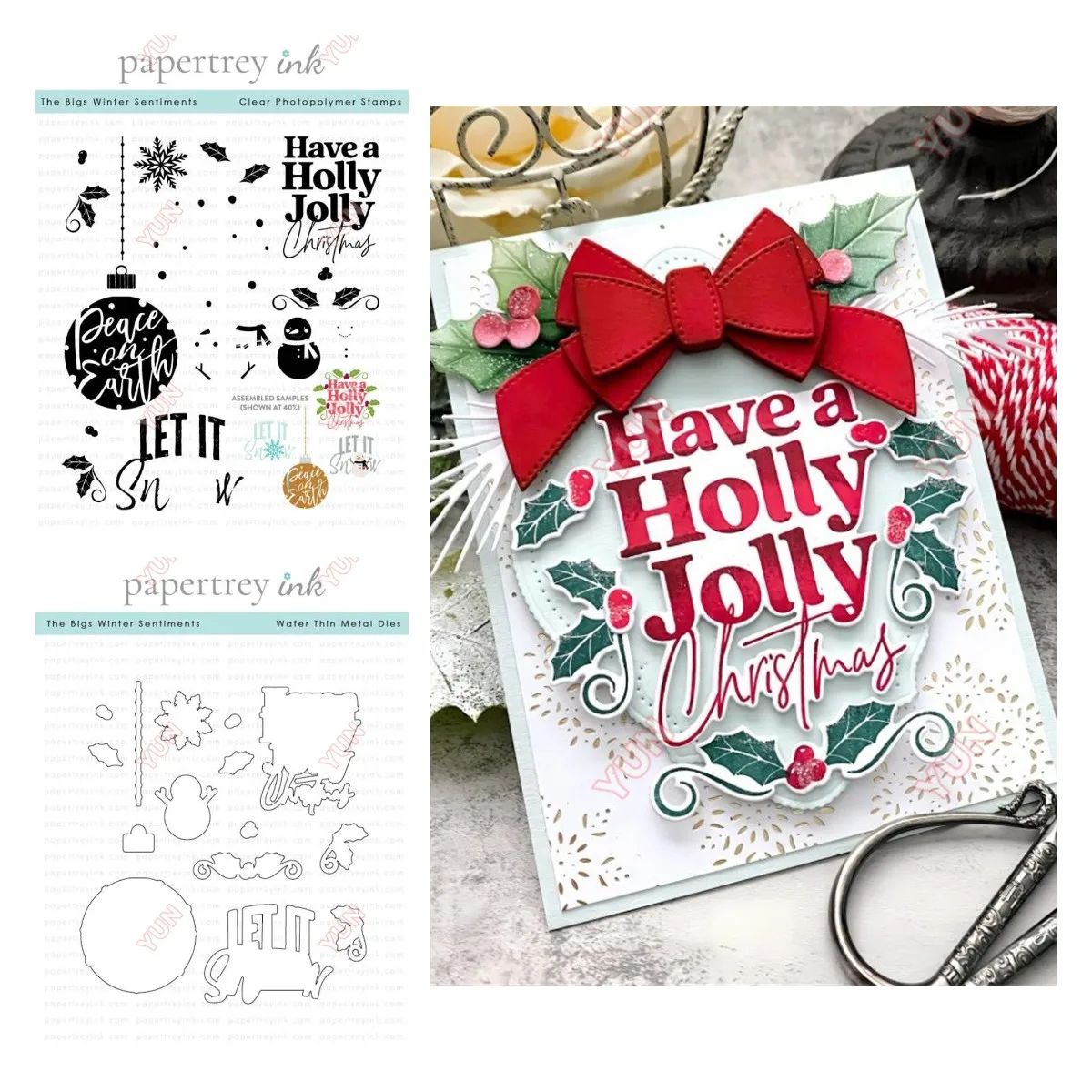 Candle Making Guide - Штампы Bigs Winter Sentiments, рождественские украшения,